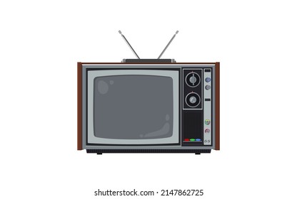 Image of old retro tv. Vector illustration of tv in style 80s. Tv set in cartoon style isolated on white background.