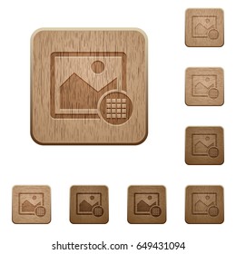 Image on rounded square carved wooden button styles