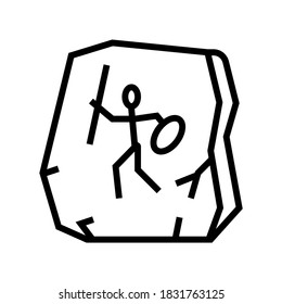 image on stone line icon vector. image on stone sign. isolated contour symbol black illustration
