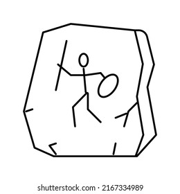 image on stone line icon vector. image on stone sign. isolated contour symbol black illustration