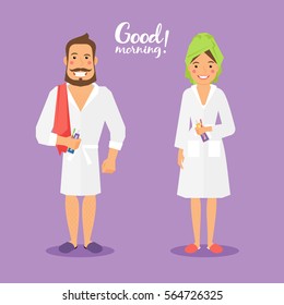 Image on theme of hygiene -parents  after morning procedures
