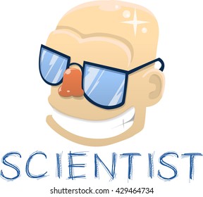 Image on a t-shirt with a cheerful scientist