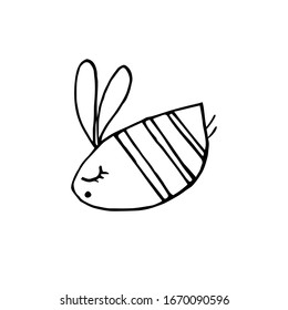 Image on a white background of a cute bee. Ideal for decoration of children's play areas, family apiary, delivery of honey and honey desserts, eco cosmetics. Original logo, icon. Vector graphics.