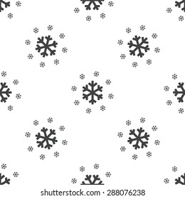 Image of one big and few small snowflakes, repeated on white background