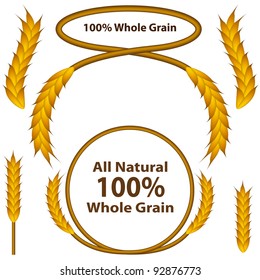 An image of a one hundred percent whole grain wheat grain set.