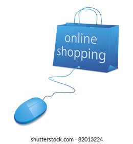 An image of online shopping in blue