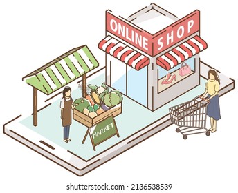 Image of online store. Vector illustration.