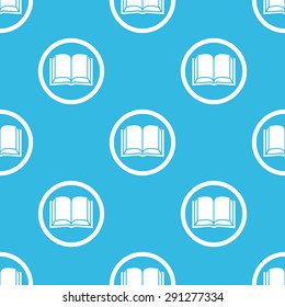 Image of open book in circle, repeated on blue background