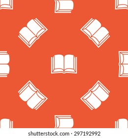 Image of open book, repeated on orange background