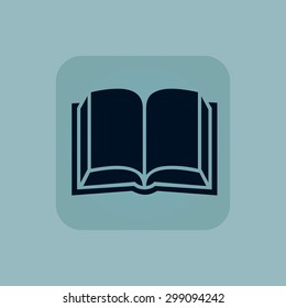 Image of open book in square, on pale blue background