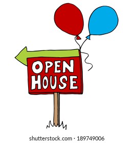 An image of an open house sign.