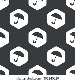 Image of open umbrella in hexagon, repeated on black