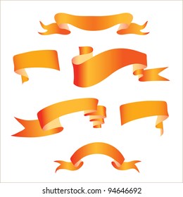 image of orange ribbons on a white background