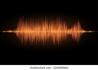 Image of an orange sound wave. The concept of sound perception.