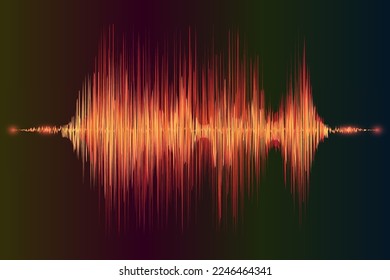 Image of an orange sound wave. The concept of sound perception.