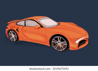 image of an orange sports car on a dark blue background