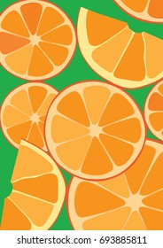 image of oranges on a green background