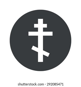 Image of orthodox cross in black circle, isolated on white