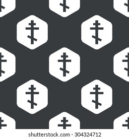 Image of orthodox cross in hexagon, repeated on black