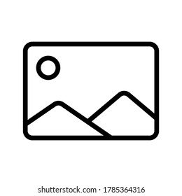 Image outline icon on isolated white background, Picture line icon, Landscape image vector illustration for logo, ui, web, apps, banner, poster, brochure, infographic, etc.
