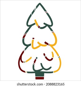 Imagen del contorno de un árbol de Navidad multicolor