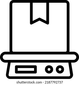 Image of the package icon above the scale which symbolizes the weighing process of the package to be sent.