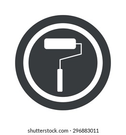 Image of paint roller in circle, on black circle, isolated on white