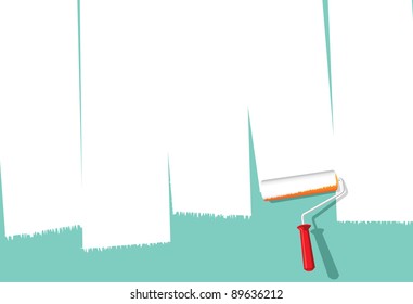 Image Of Paint Roller Painting Over Wall To Make Space For Copy