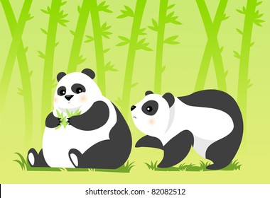 an image of pair of pandas in the bamboo grove