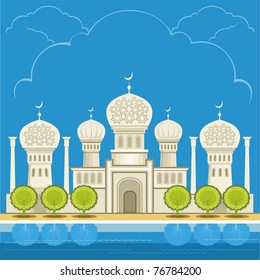 The image of a palace in style of east architecture.