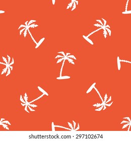 Image of palm on beach, repeated on orange background