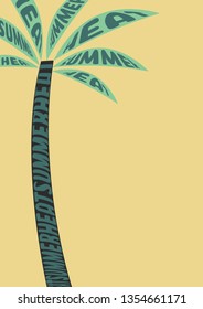 Image of a palm tree at sunset. Brochure design template vector.Flyer. Leaflet cover presentation. Poster A4. Clipping mask applied