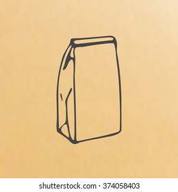 image of paper bag scetch packing hand drawn