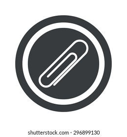 Image of paperclip in circle, on black circle, isolated on white