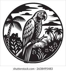 image of a parrot on a tree branch in the forest