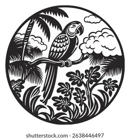 image of a parrot perched on a tree branch