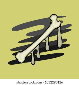 Image of a part of a human skeleton with paint smudges. Human bone. Vector image.