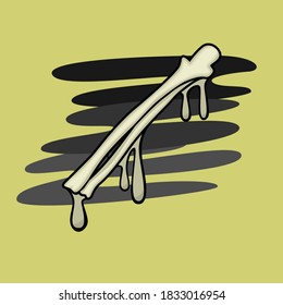 Image of a part of a human skeleton with paint smudges. Human bone. Vector image.