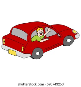 Imagen de un pasajero despediéndose de un auto.