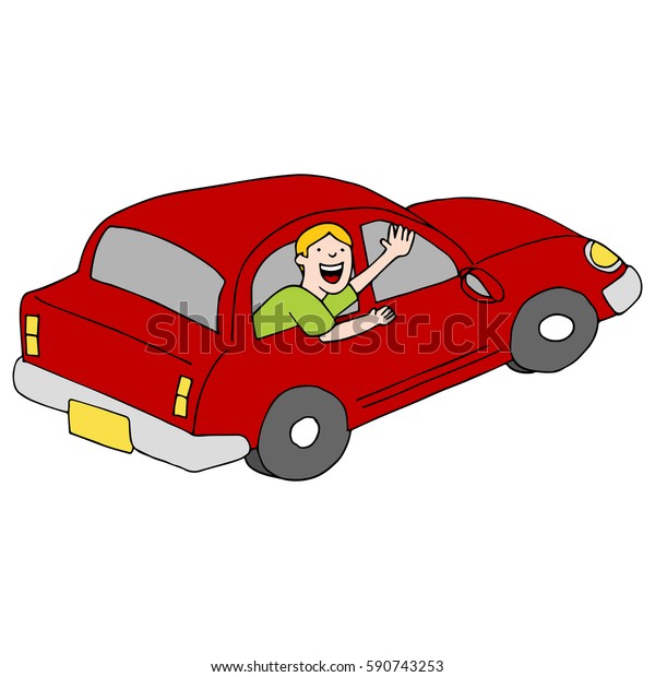 Image Passenger Waving Goodbye Car Stock Vector (royalty Free) 590743253