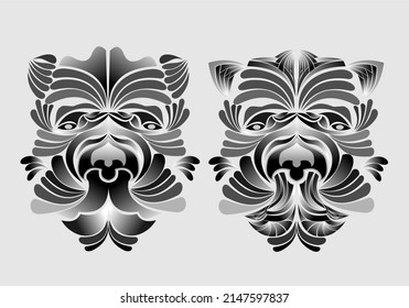 Image, pattern, tattoo, using lines and weights as a picture of a tiger.