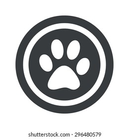 Image of paw print in circle, on black circle, isolated on white