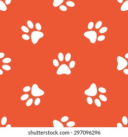 Image of paw print, repeated on orange background