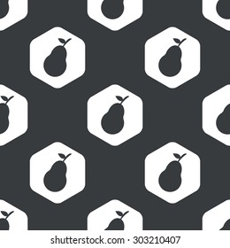 Image of pear fruit in hexagon, repeated on black