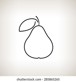 Image Pear on Light Background, Line Style, Black and White Vector Illustration