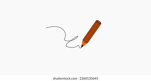 Image of pencil design vector illustration with line drawing white background