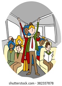 An image of people on a crowded bus.