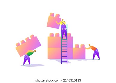 La imagen de la gente que se dedica a la construcción de parte del diseñador. Vector.