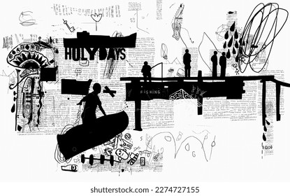 Image of people who stand on the bridges and fish 