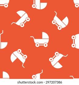 Image of perambulator, repeated on orange background